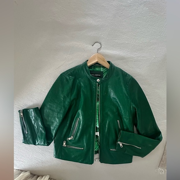 Autentic Dolce Gabbana Green Leather Jacket - Picture 3 of 8